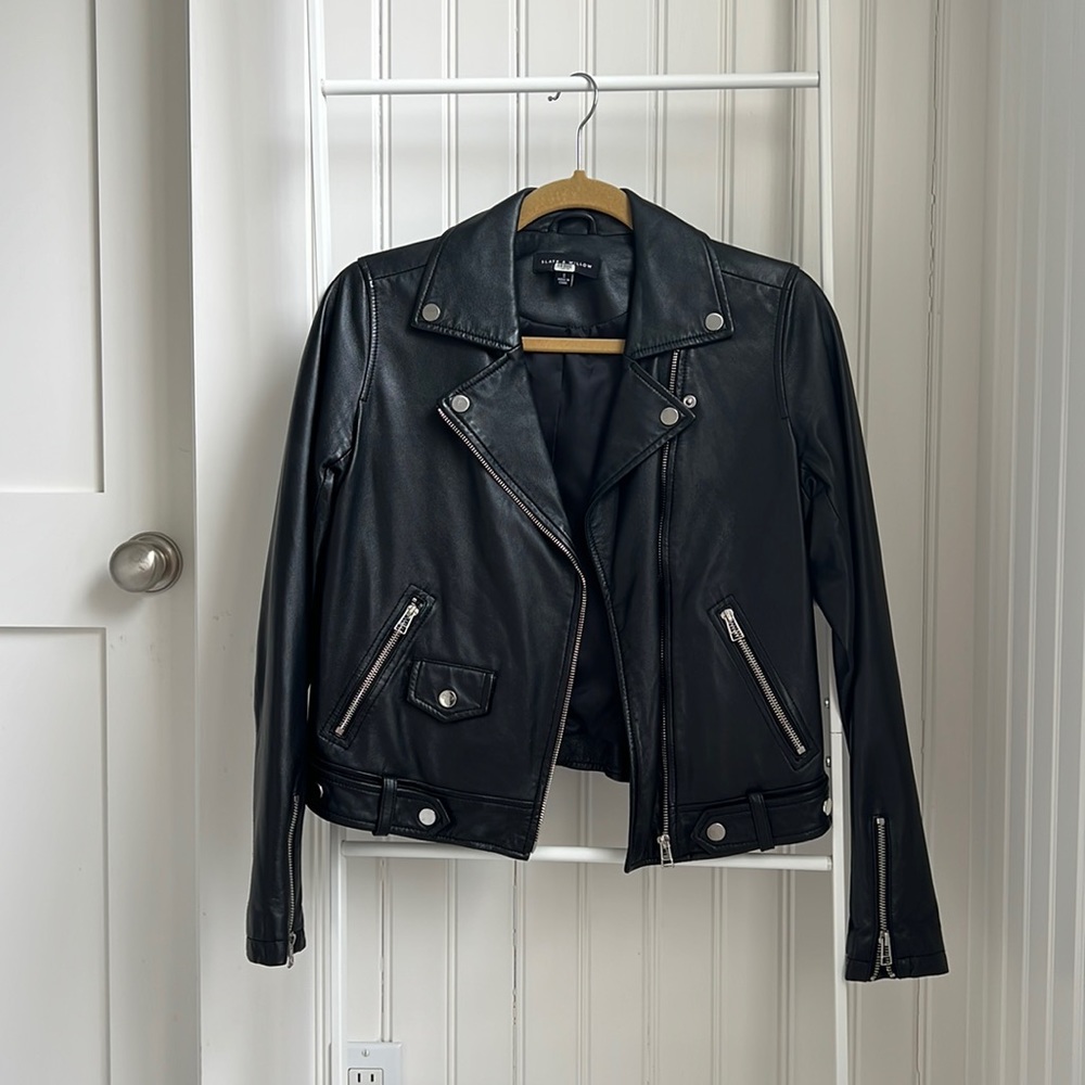 100% leather black leather jacket by Slate & Willow